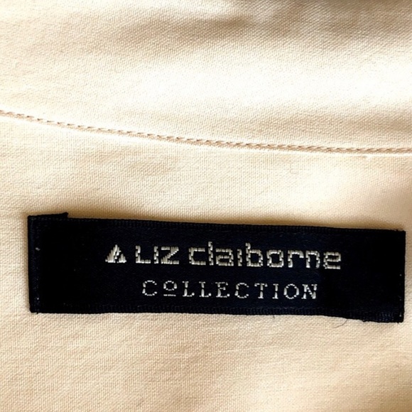 Butter Yellow SILK! Liz Claiborne Long Sleeve Blouse Size 8 - Picture 11 of 16